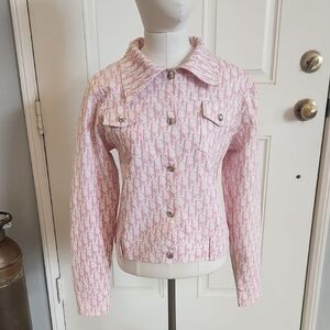 Vintage Christian Dior Pink Monogram White Denim Jacket